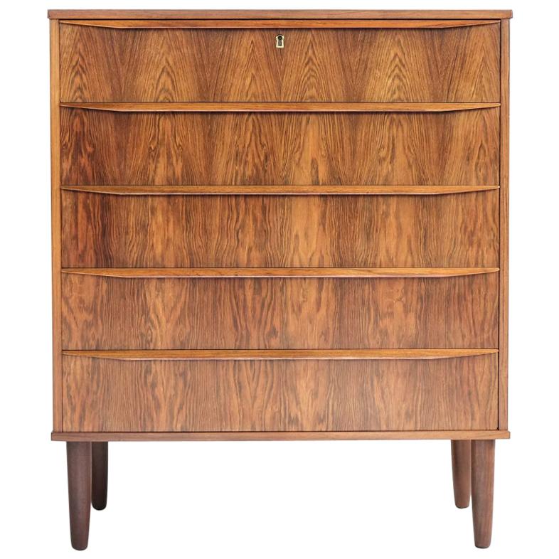 Midcentury Danish Chest of 5 Drawers in Rosewood, 1960s For Sale