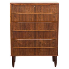 Midcentury Danish Chest of 6 Drawers in Rosewood with Long Drawer Handle