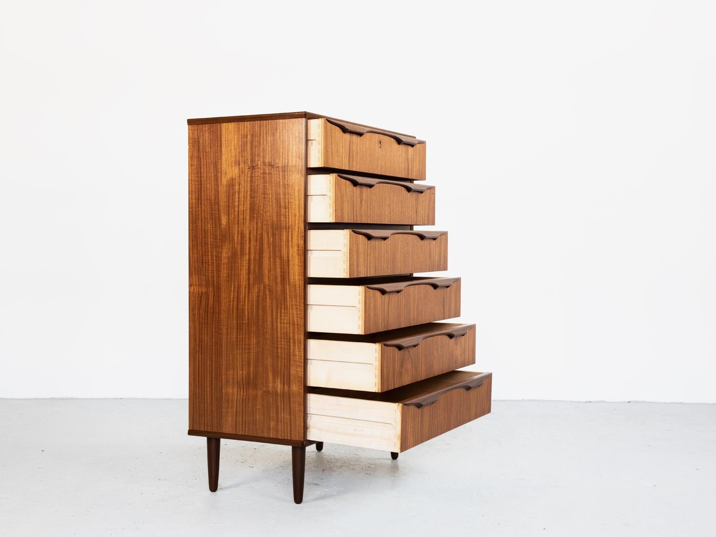 Mid-Century Modern Midcentury Danish Chest of 6 Drawers in Teak by Klaus Okholm, 1960s For Sale