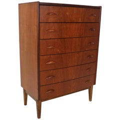 Retro Midcentury Danish Chest of Six Drawers, Tallboy in Teak, 1960s, Denmark