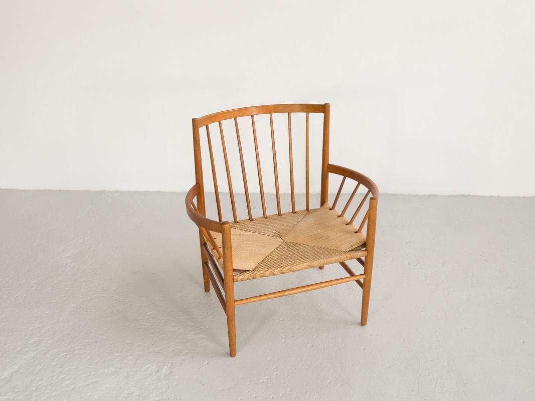 Woodwork Midcentury Danish Circle Chair by Jørgen Baekmark for FDB with Spøttrup ottoman