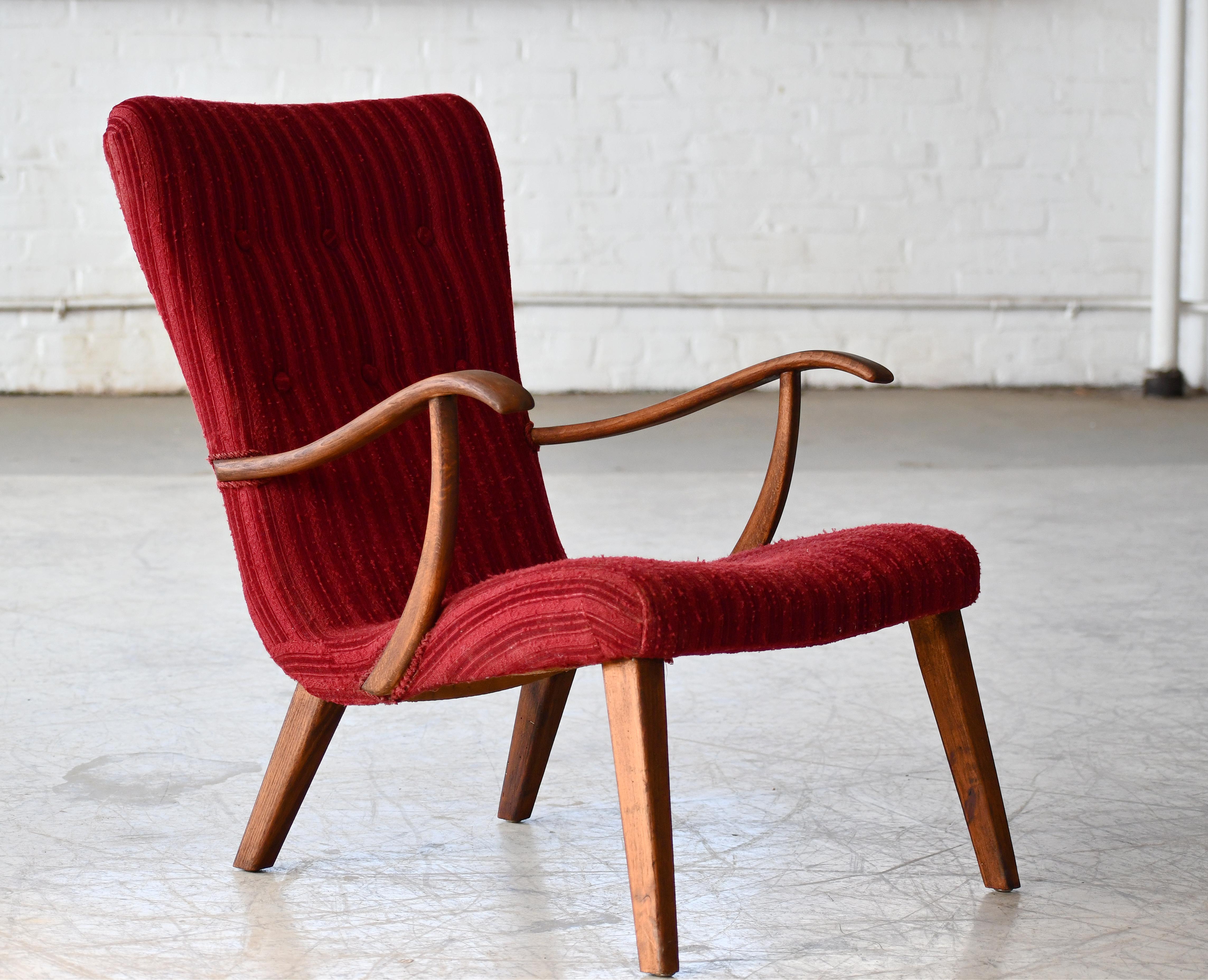 Mid-Century Modern Midcentury Danish Clam Style Lounge Chair, 1950s For Sale