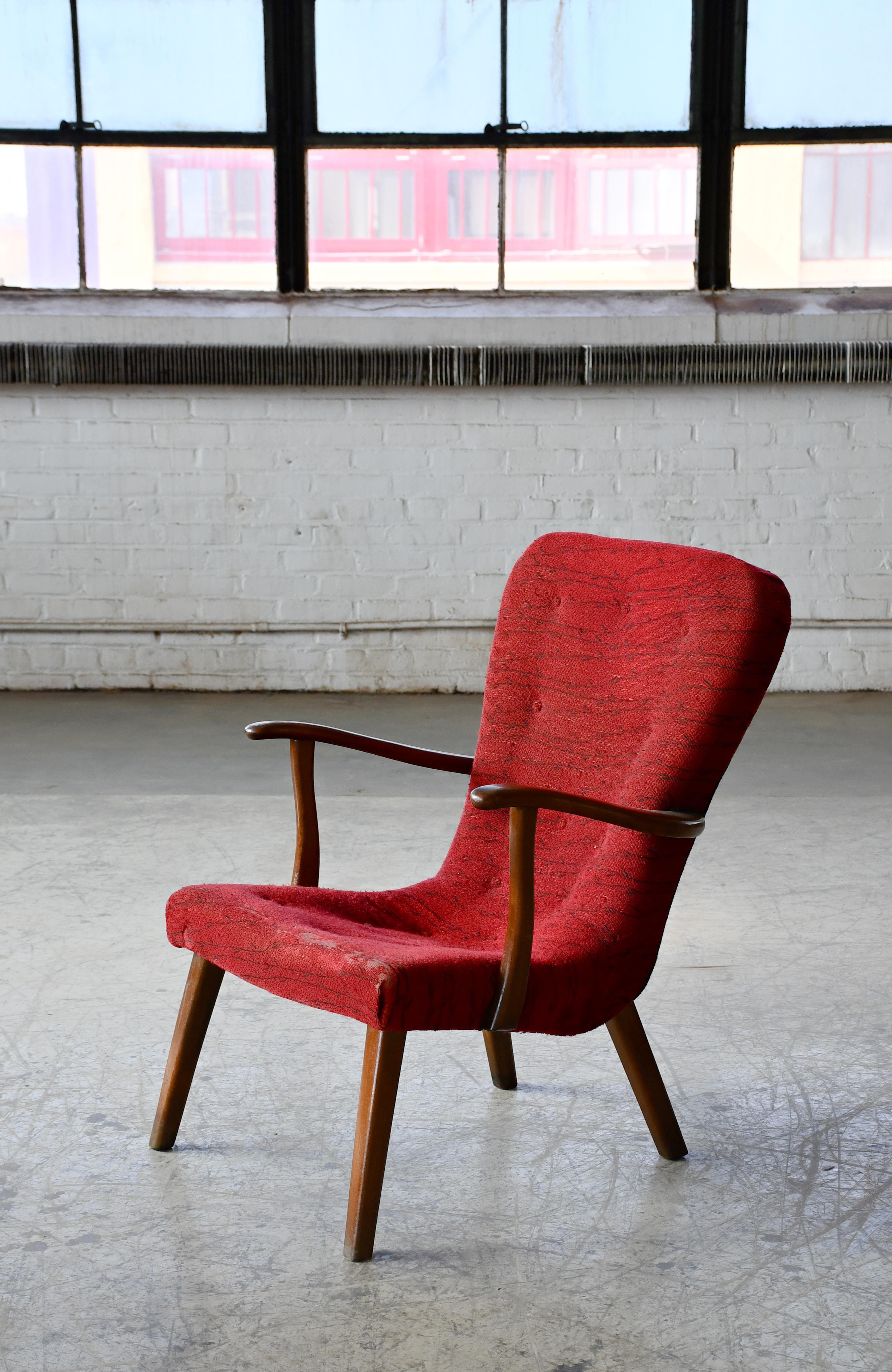 Mid-Century Modern Chaise longue danoise de style palourde, années 1950 en vente