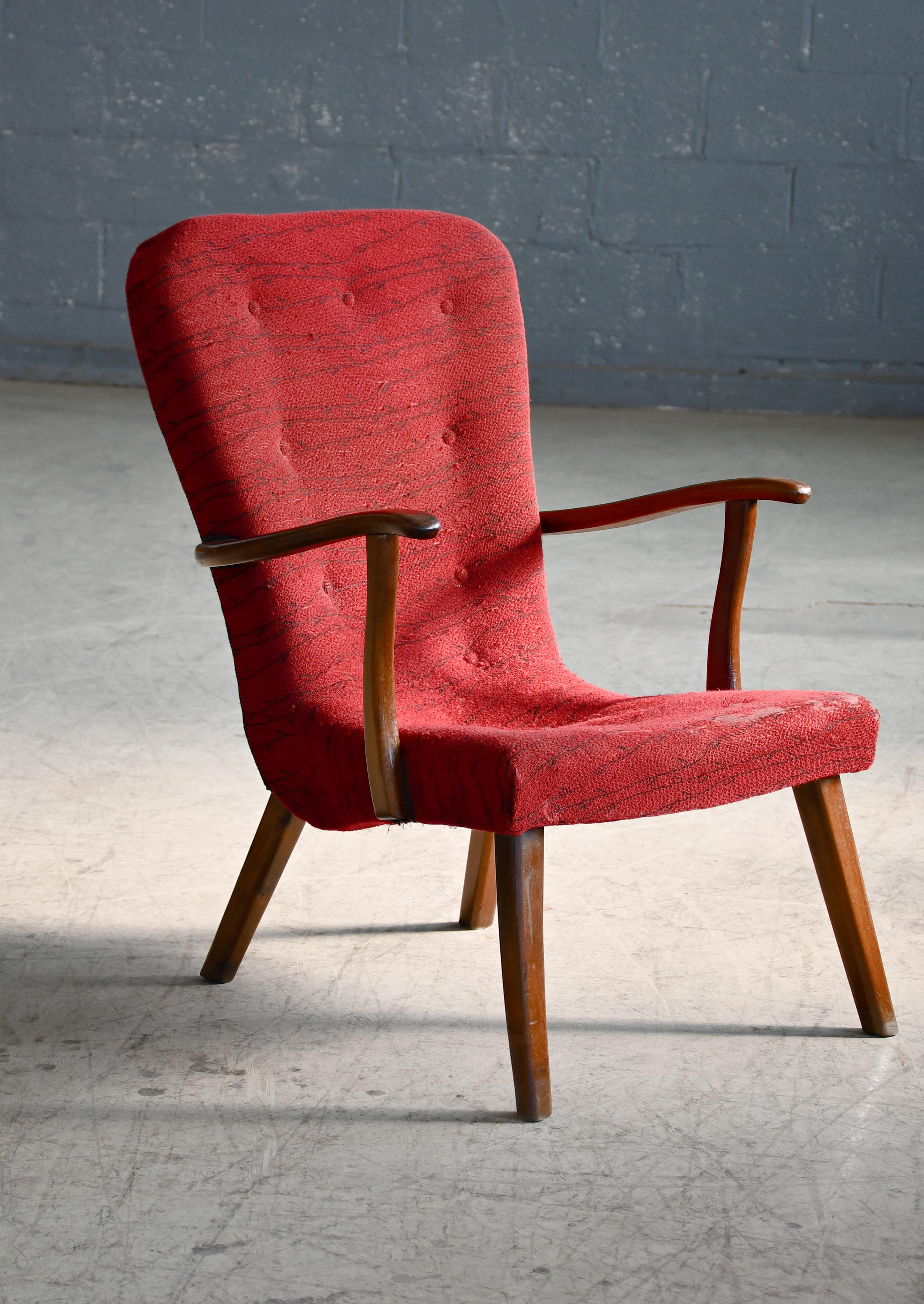 Danois Chaise longue danoise de style palourde, années 1950 en vente