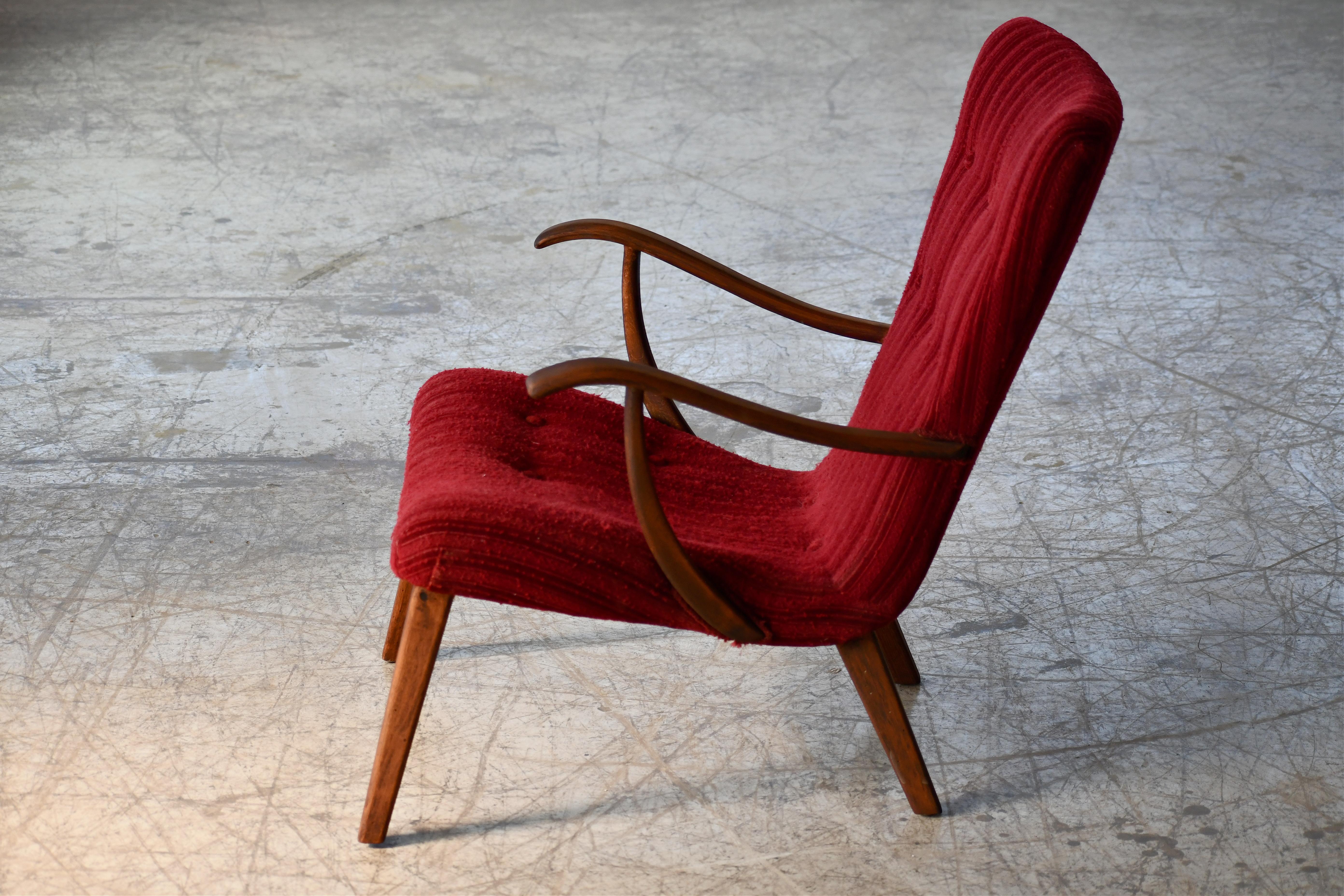 Mid-20th Century Midcentury Danish Clam Style Lounge Chair, 1950s For Sale