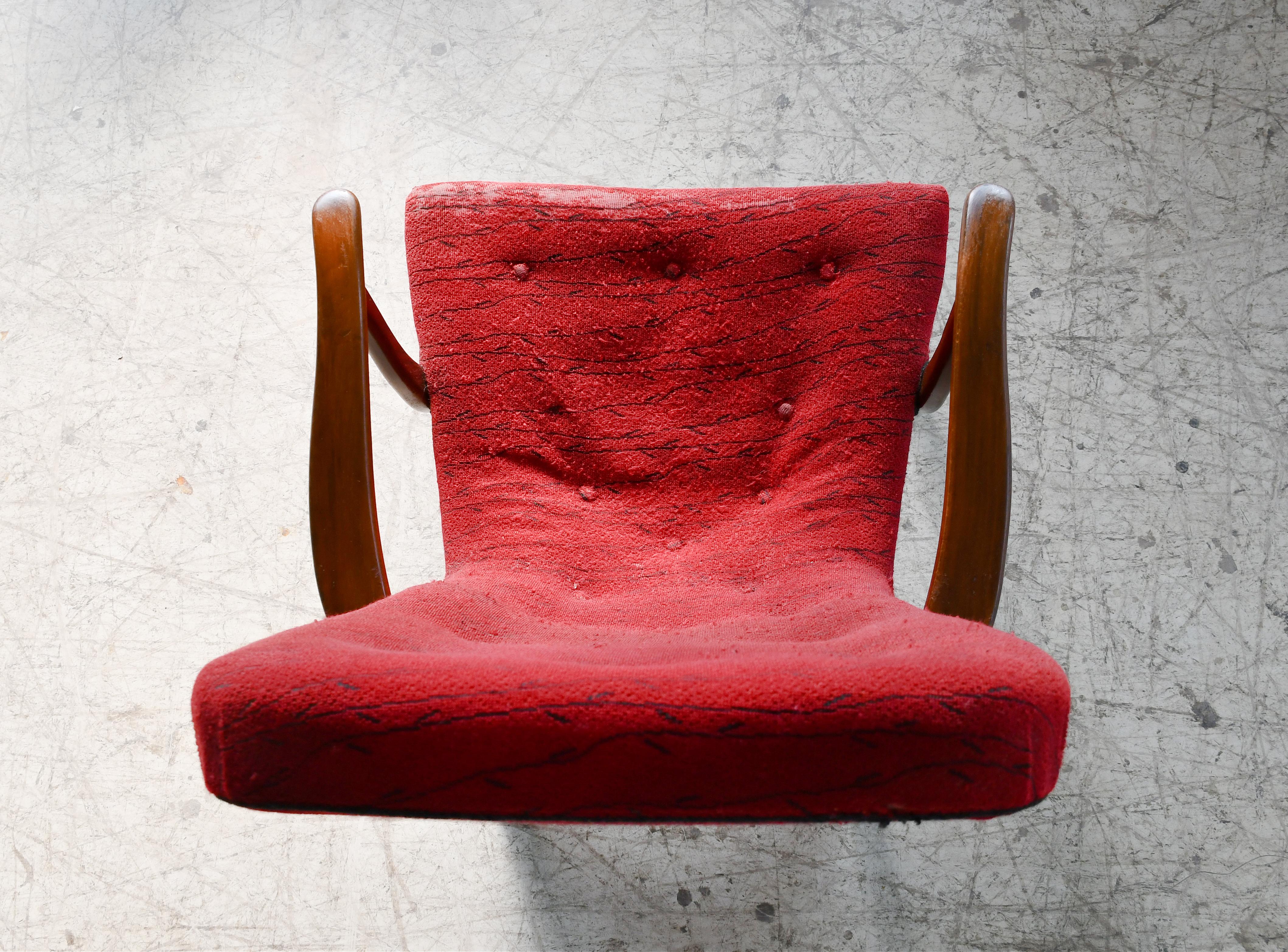 Milieu du XXe siècle Chaise longue danoise de style palourde, années 1950 en vente