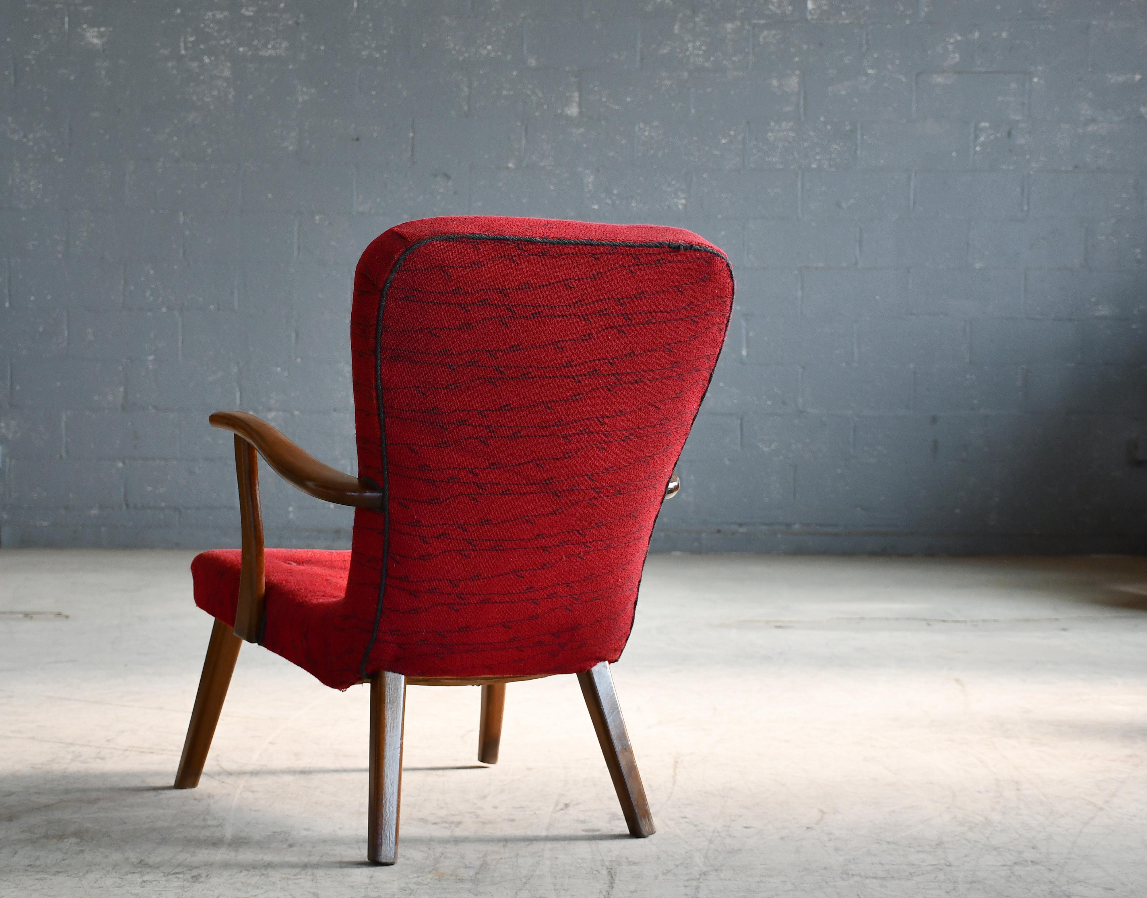 Laine Chaise longue danoise de style palourde, années 1950 en vente