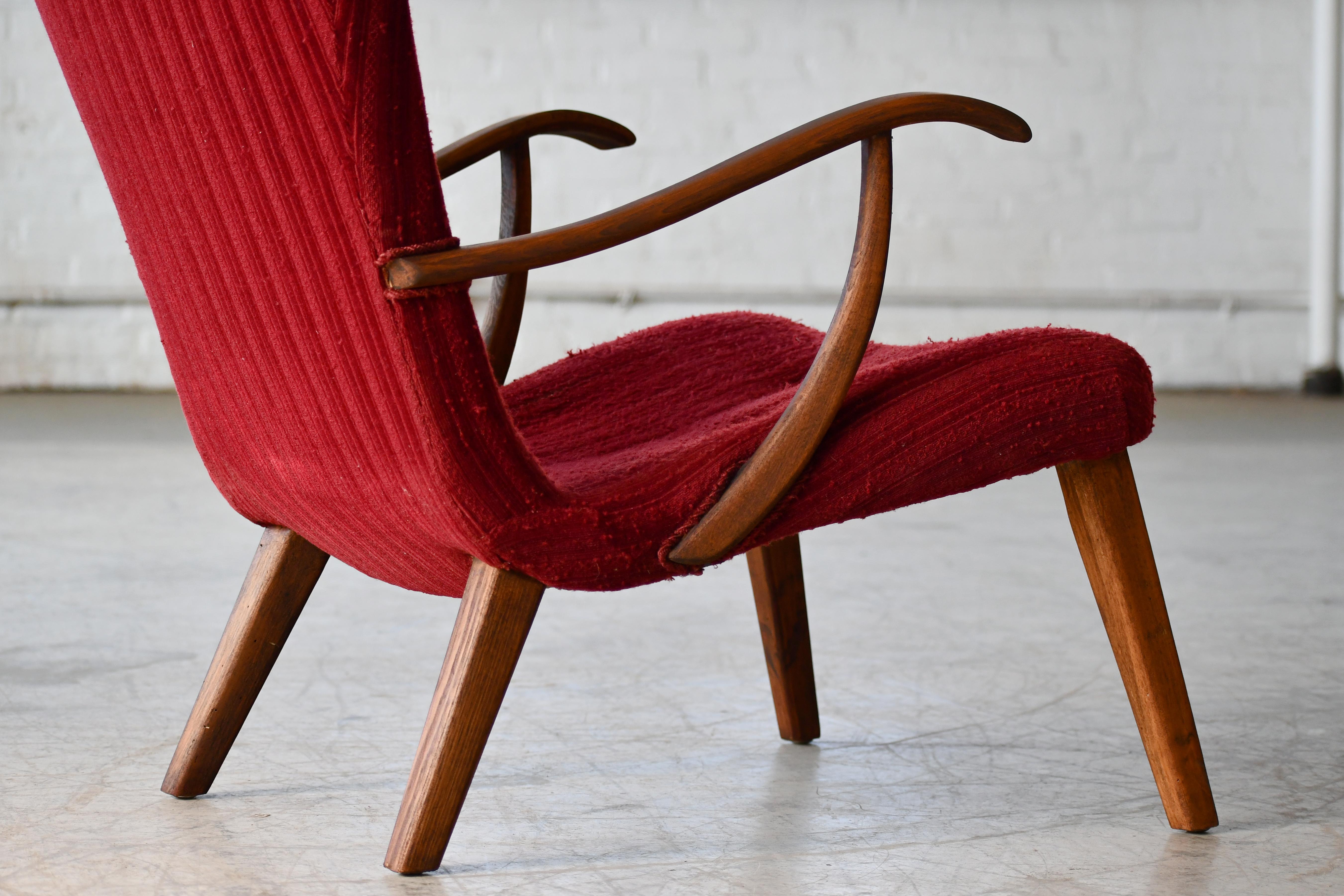 Midcentury Danish Clam Style Lounge Chair, 1950s For Sale 3