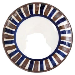 Midcentury Danish Dansk Ceramic Bowl with Brown & Blue Stripes