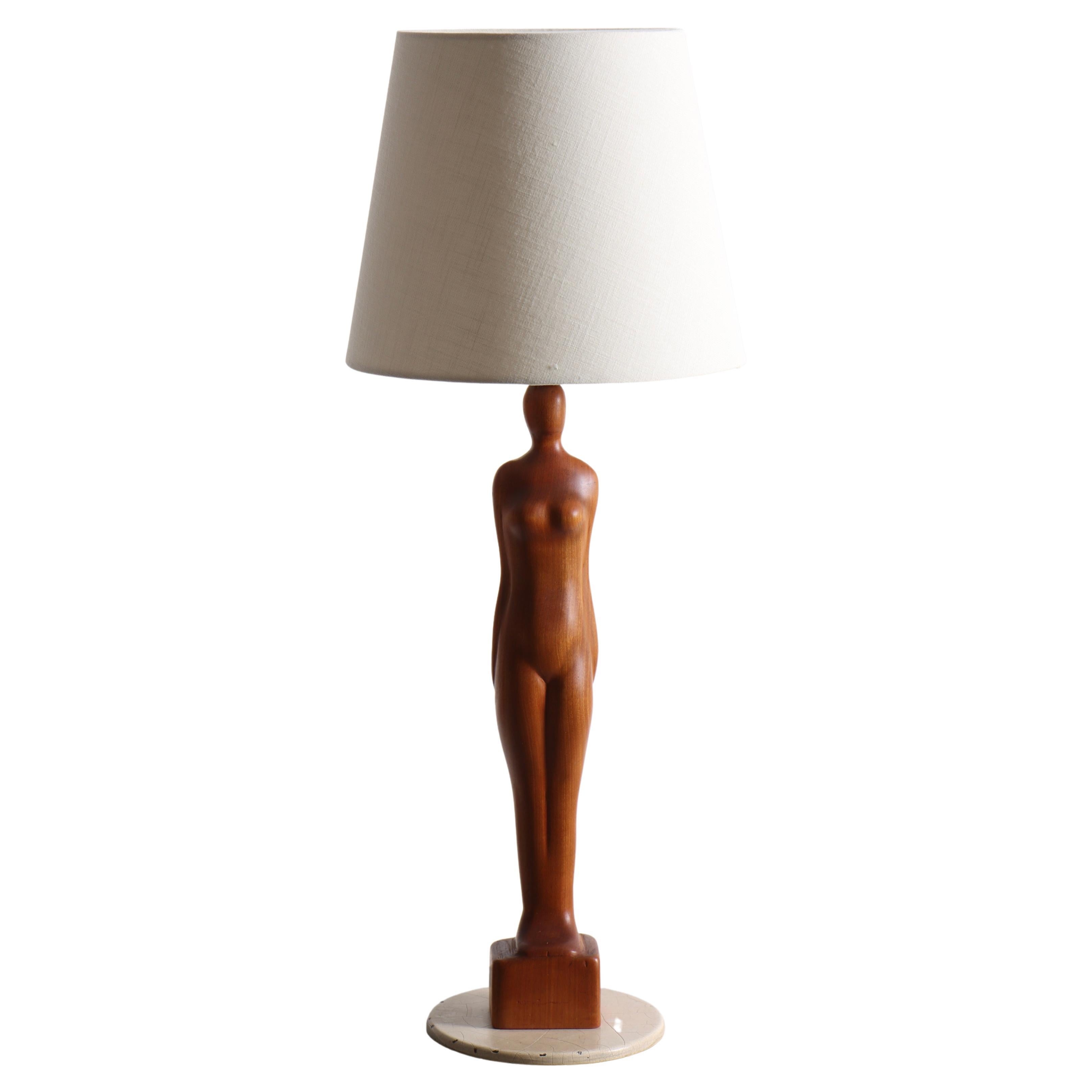 Mid-Century Danish Decorative Table Lamp in Teak, 1950s For Sale