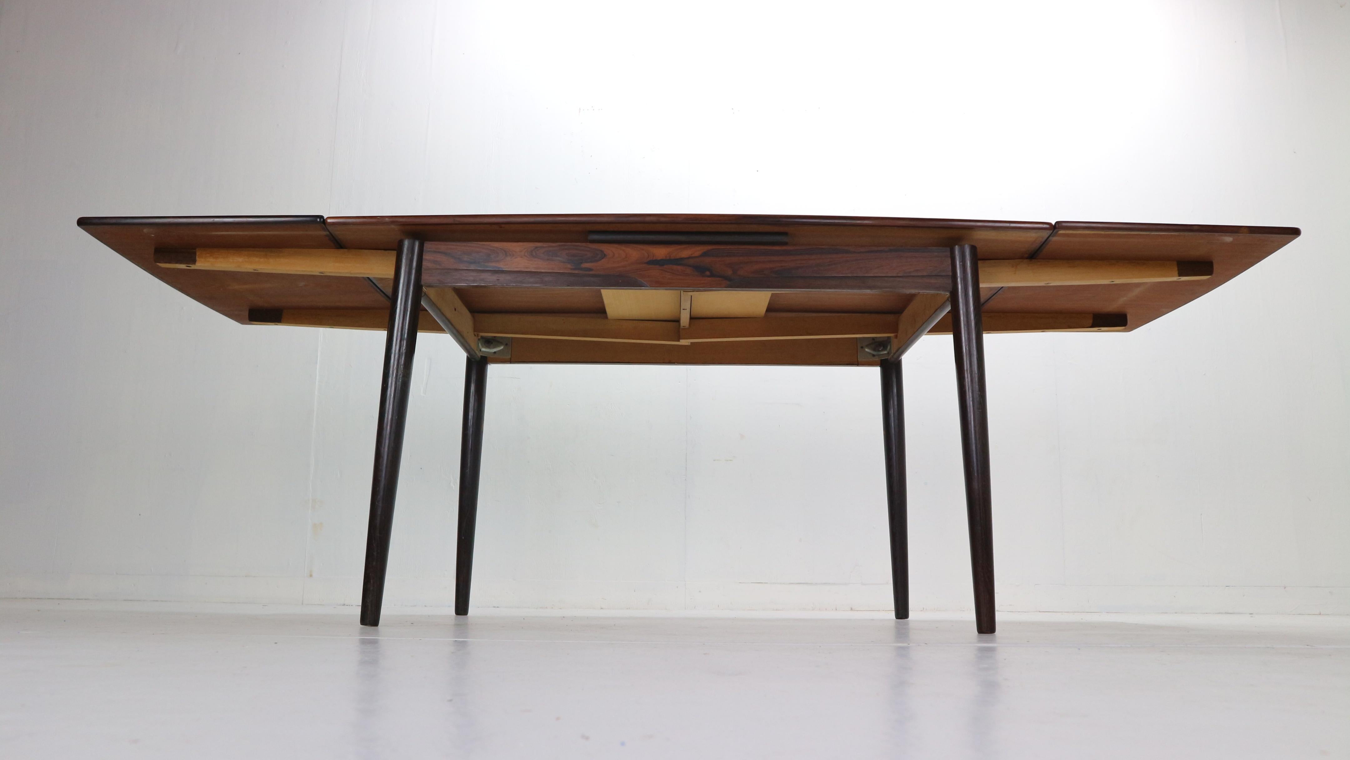 Rosewood Midcentury Danish Design Extendable Dining Table, 1960s