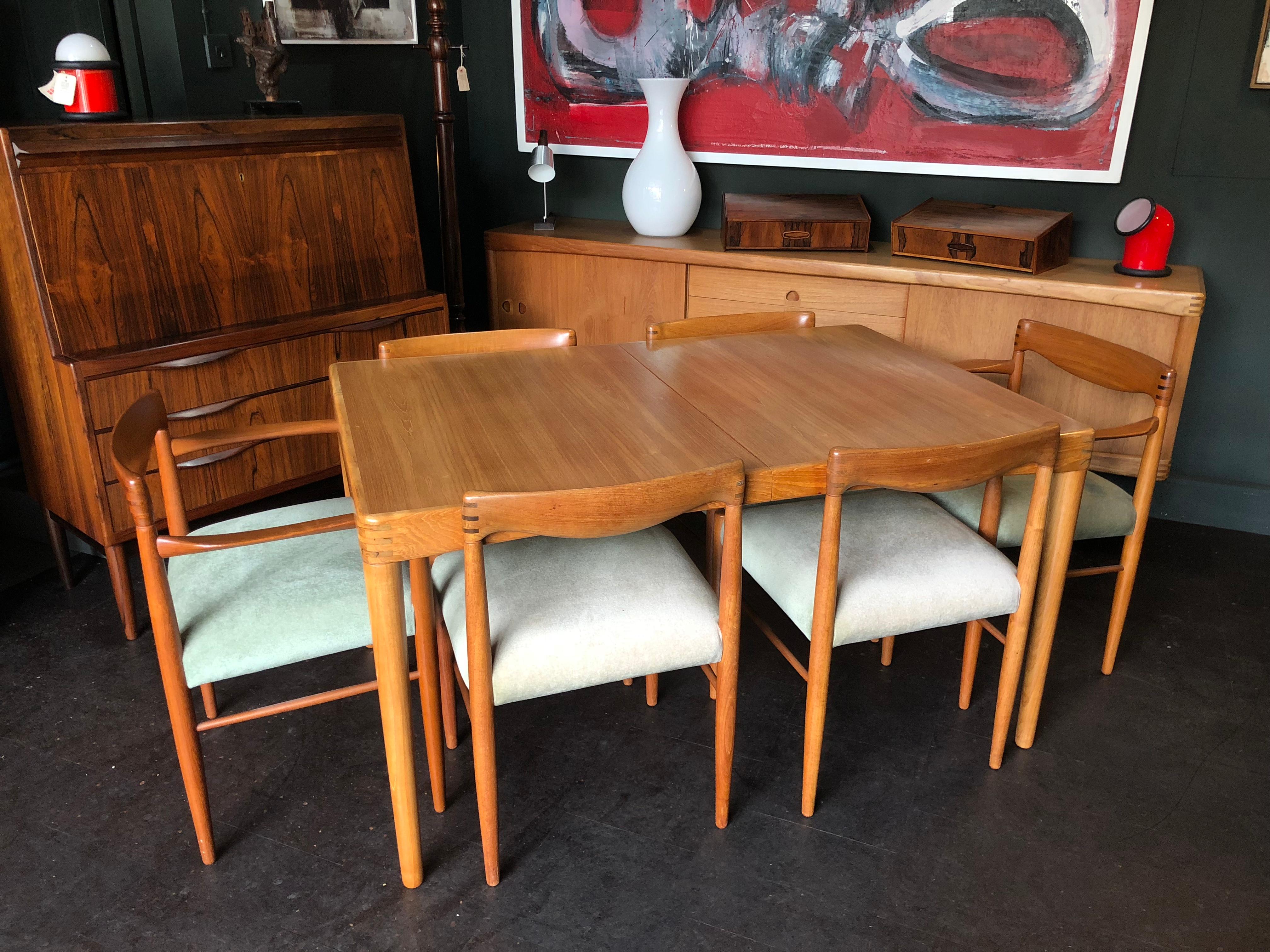 Midcentury Danish Dining Set by HW Klein, Table and 6 Chairs 1