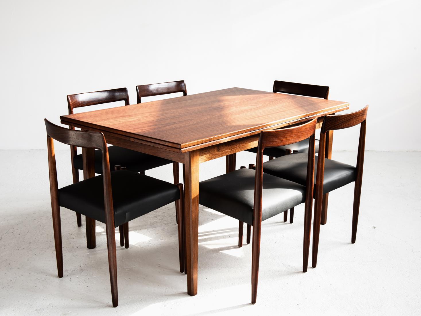 Midcentury Danish Dining Table in Rosewood with 2 Extensions, 1960s For Sale 5