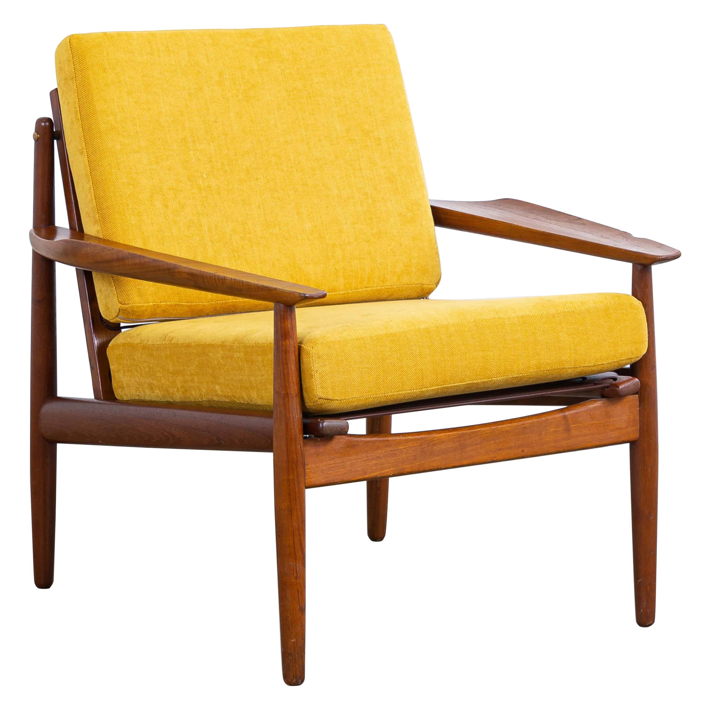 Midcentury Danish Easy Chair by Arne Vodder for Glostrup in Teak and Yellow For Sale