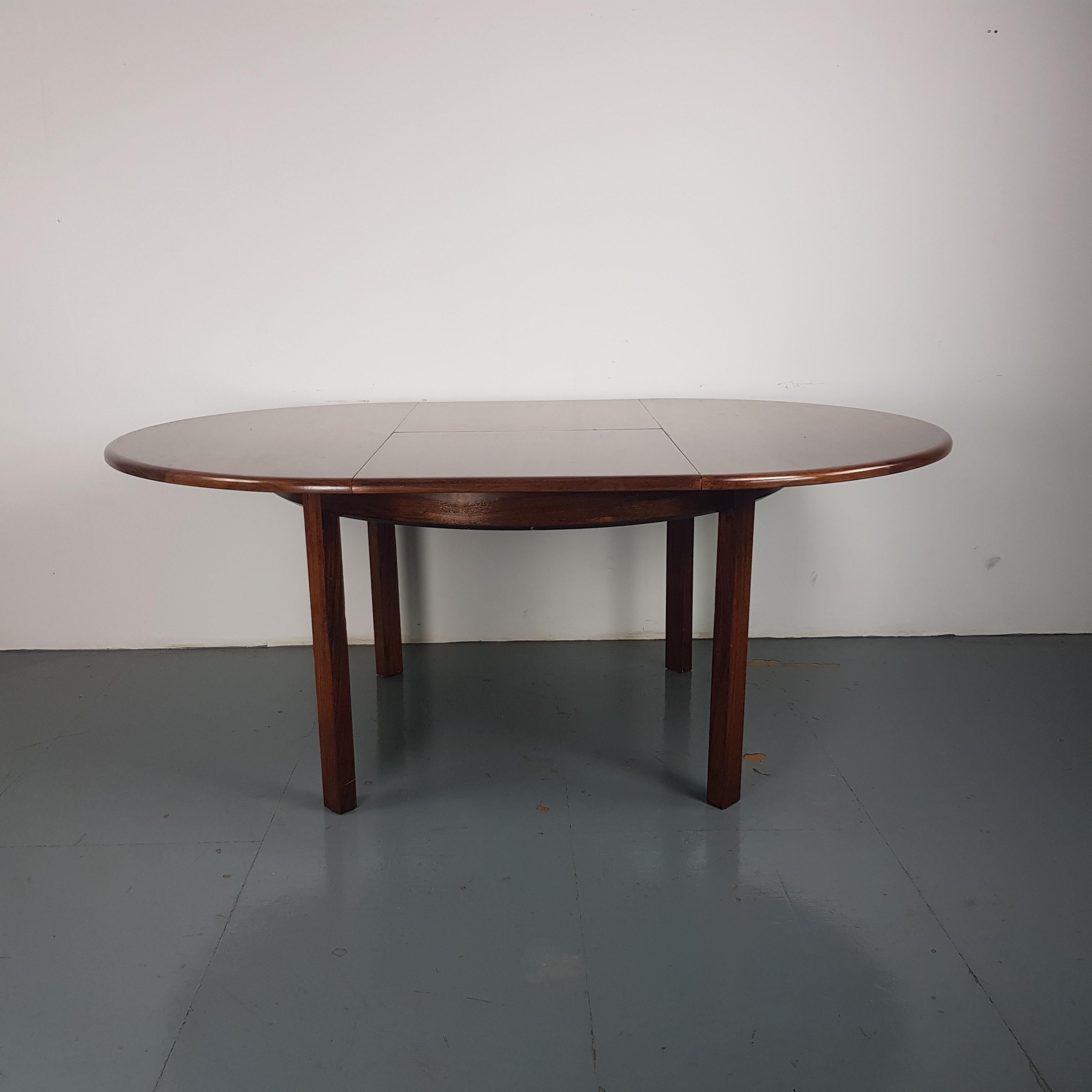 Midcentury Danish Extending Rosewood Dining Table For Sale 13