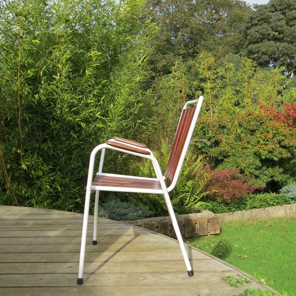 Machine-Made Midcentury Danish Folding Garden Table and 3 Chairs by BKS, Denmark, 1970s