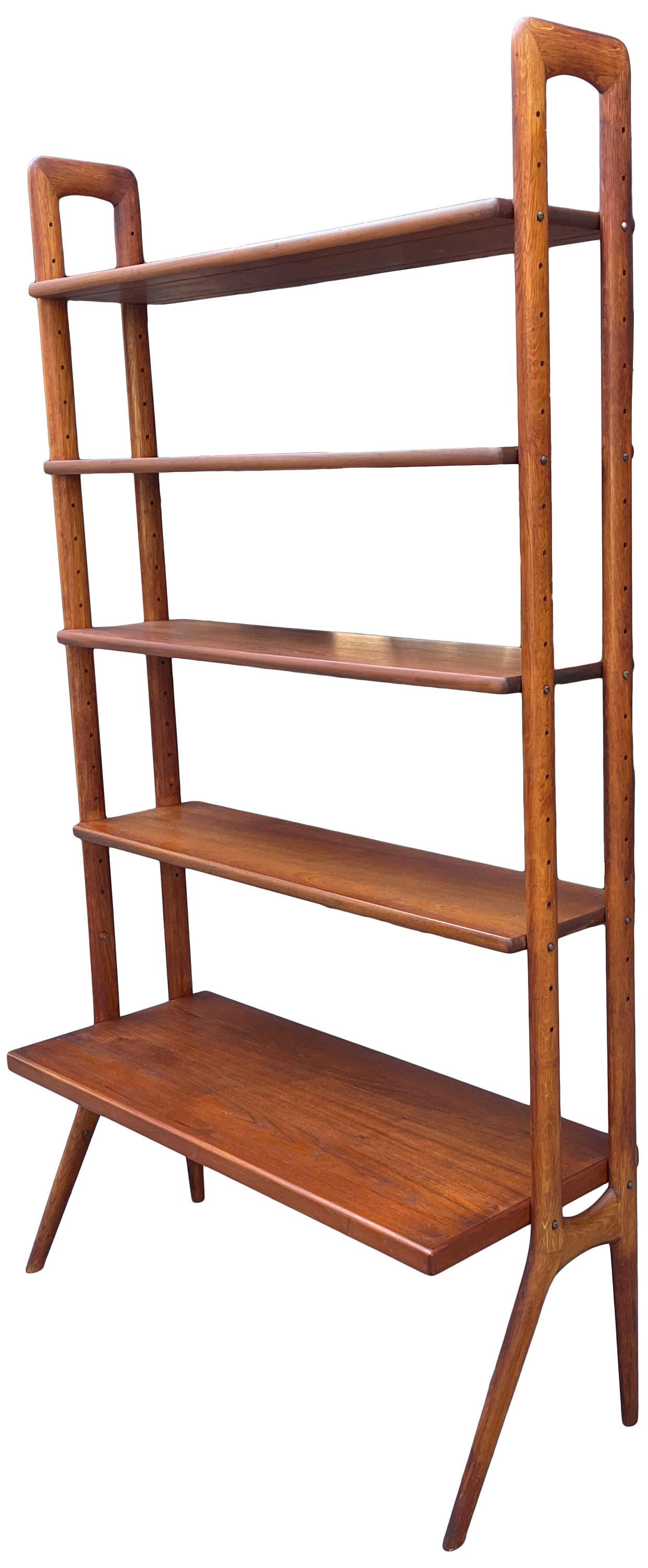 Mid-Century Danish Freestanding Teak Bookshelf Wall Unit, Kurt Ostervig In Good Condition In BROOKLYN, NY