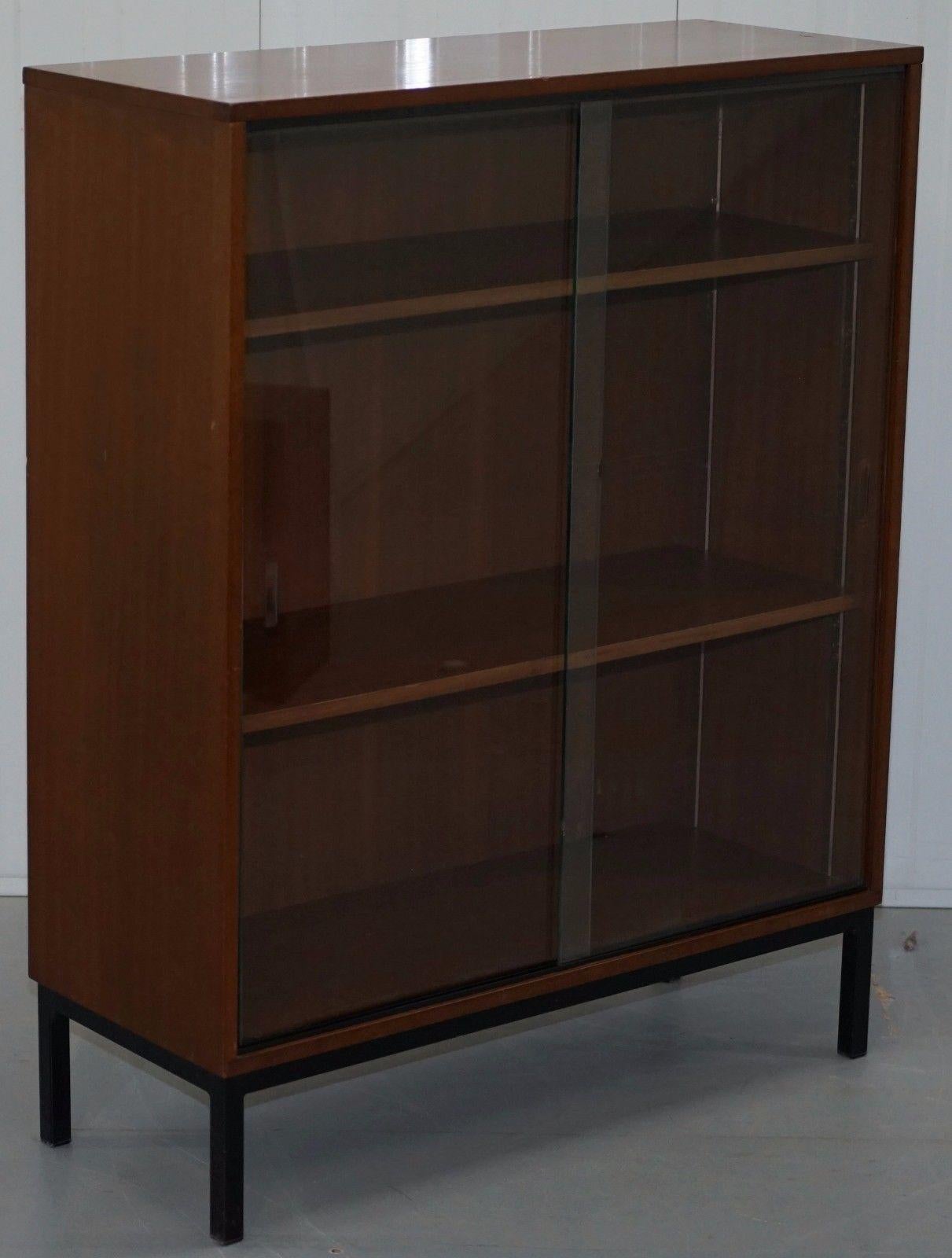 Midcentury Danish Glass Door Display Cabinet Bookcase Very Usable Versatile 5