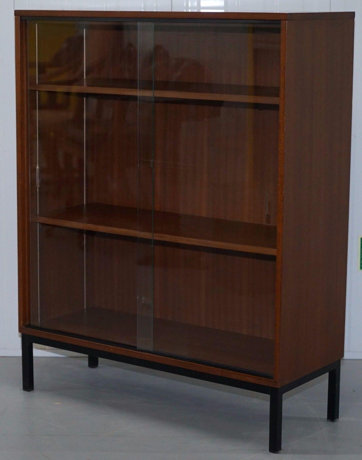 Midcentury Danish Glass Door Display Cabinet Bookcase Very Usable Versatile 7