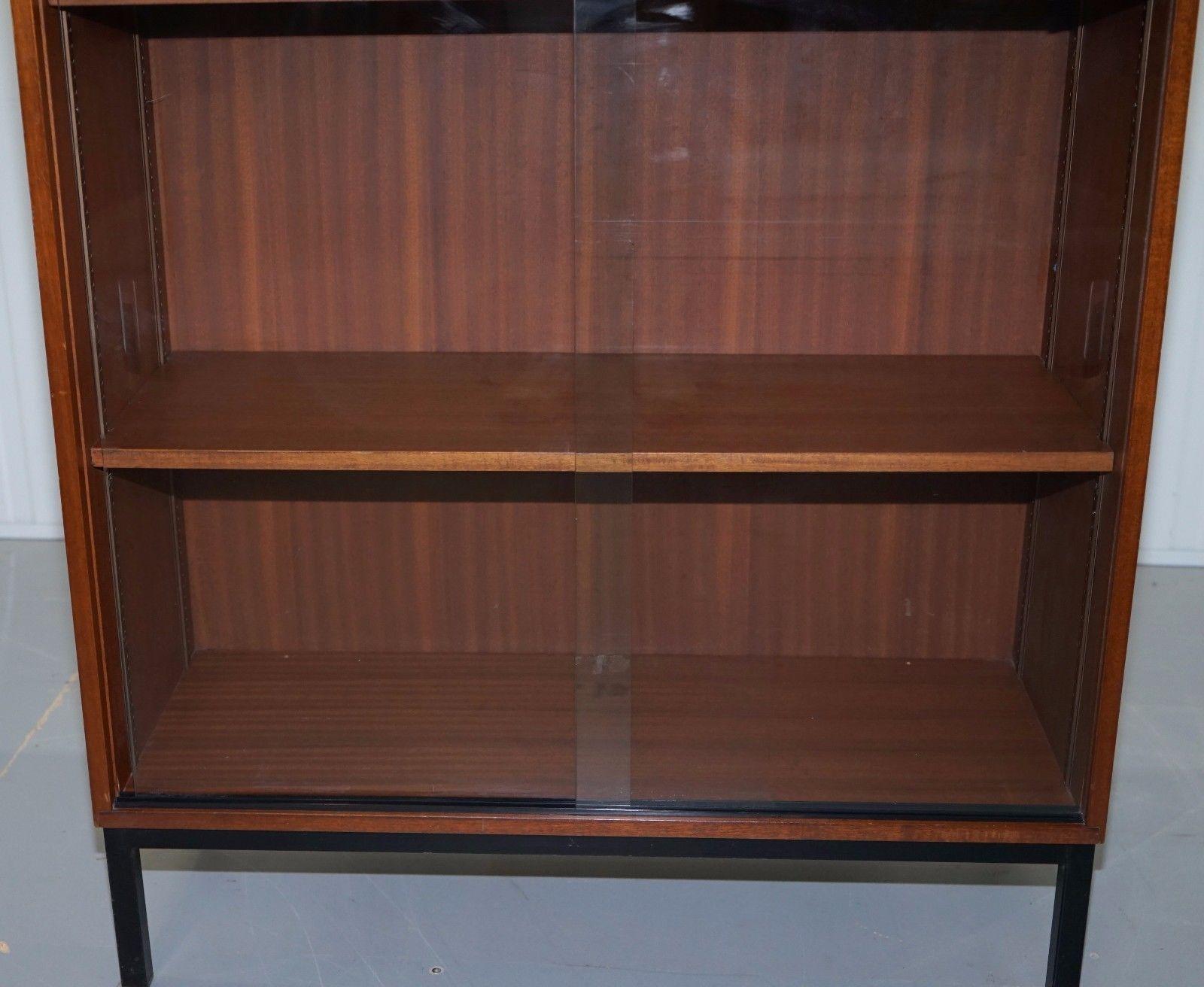 Midcentury Danish Glass Door Display Cabinet Bookcase Very Usable Versatile 1