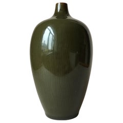 Midcentury Danish Green Glaze Ceramic Vase by Gerd Bogelund for Royal Copenhagen