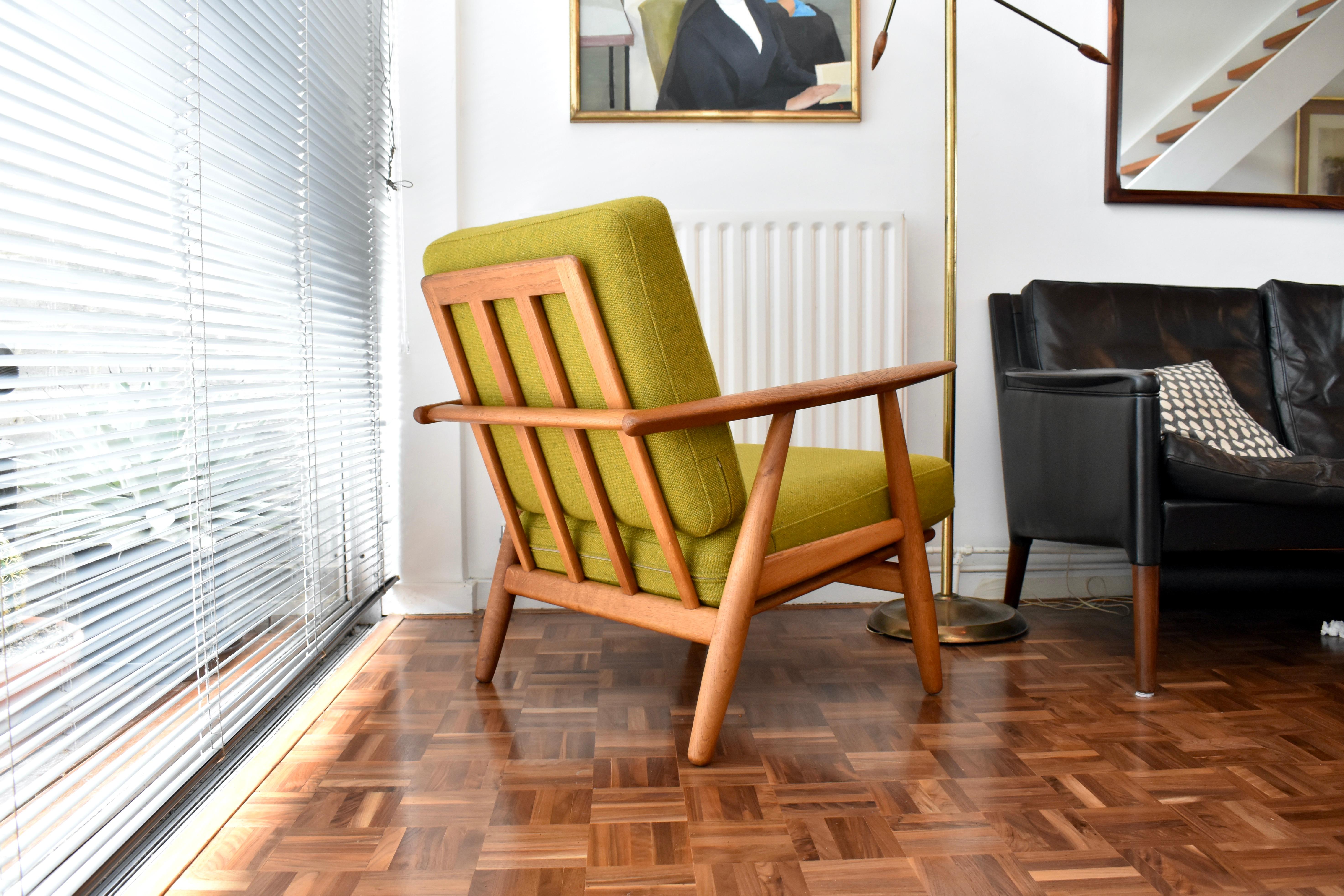 Midcentury Danish Hans Wegner Solid Oak Model GE240 Cigar Chair For Getama 5