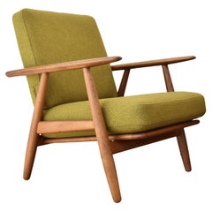 Midcentury Danish Hans Wegner Solid Oak Model GE240 Cigar Chair For Getama