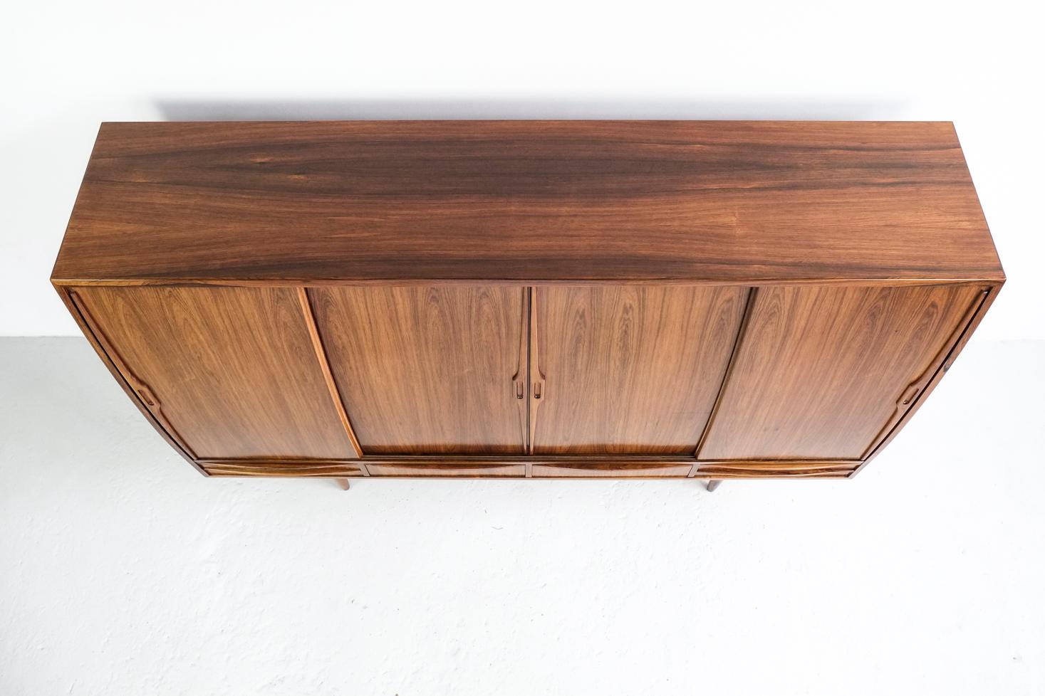 Midcentury Danish Highboard in Rosewood with Bar Closet Inside For Sale 4