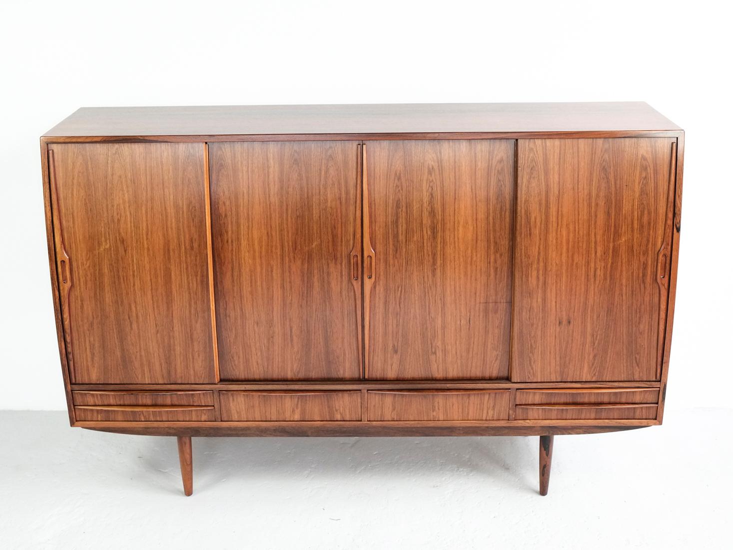 Midcentury Danish Highboard in Rosewood with Bar Closet Inside For Sale 5