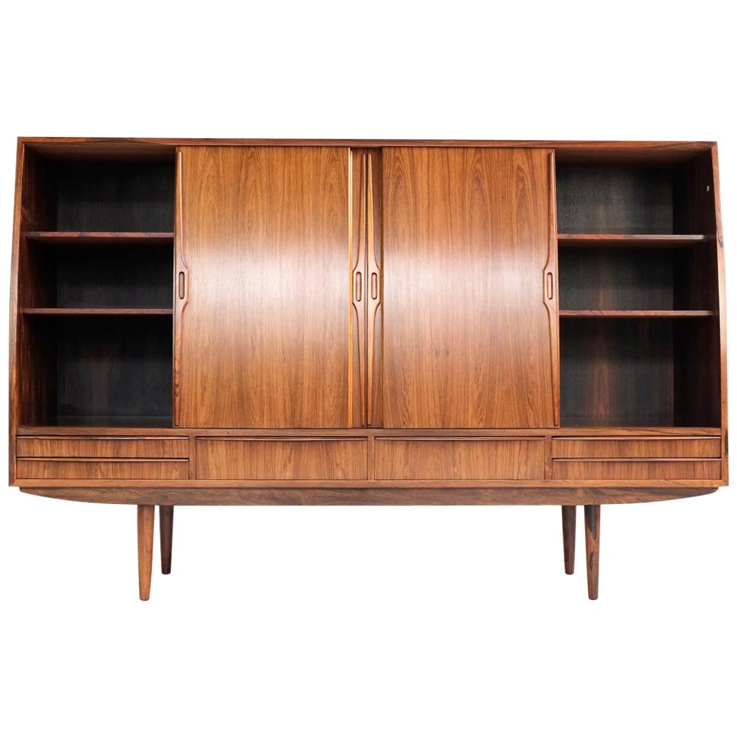 Midcentury Danish Highboard in Rosewood with Bar Closet Inside For Sale