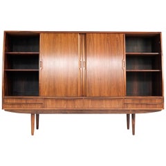 Midcentury Danish Highboard in Rosewood with Bar Closet Inside