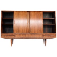Midcentury Danish Highboard in Rosewood with Bar Closet Inside