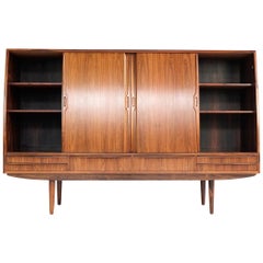 Vintage Midcentury Danish Highboard in Rosewood with Bar Closet Inside