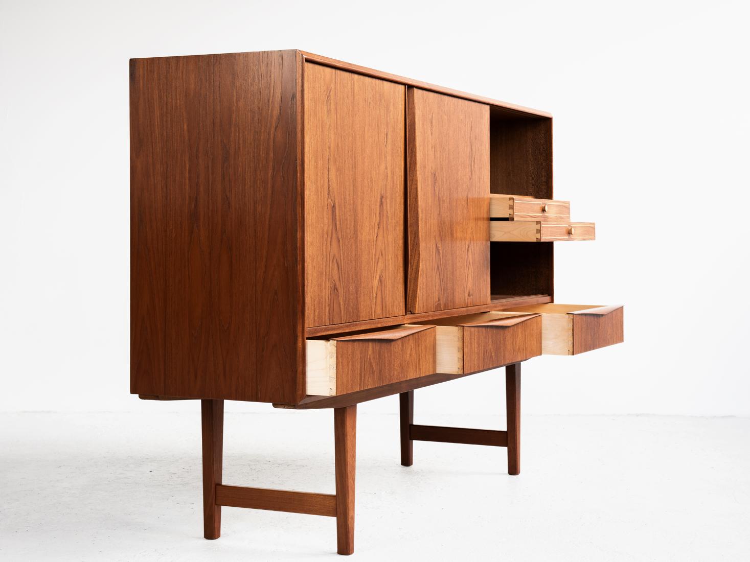 20th Century Midcentury Danish Highboard in Teak by EW Bach for Sejling Skabe, 1960s