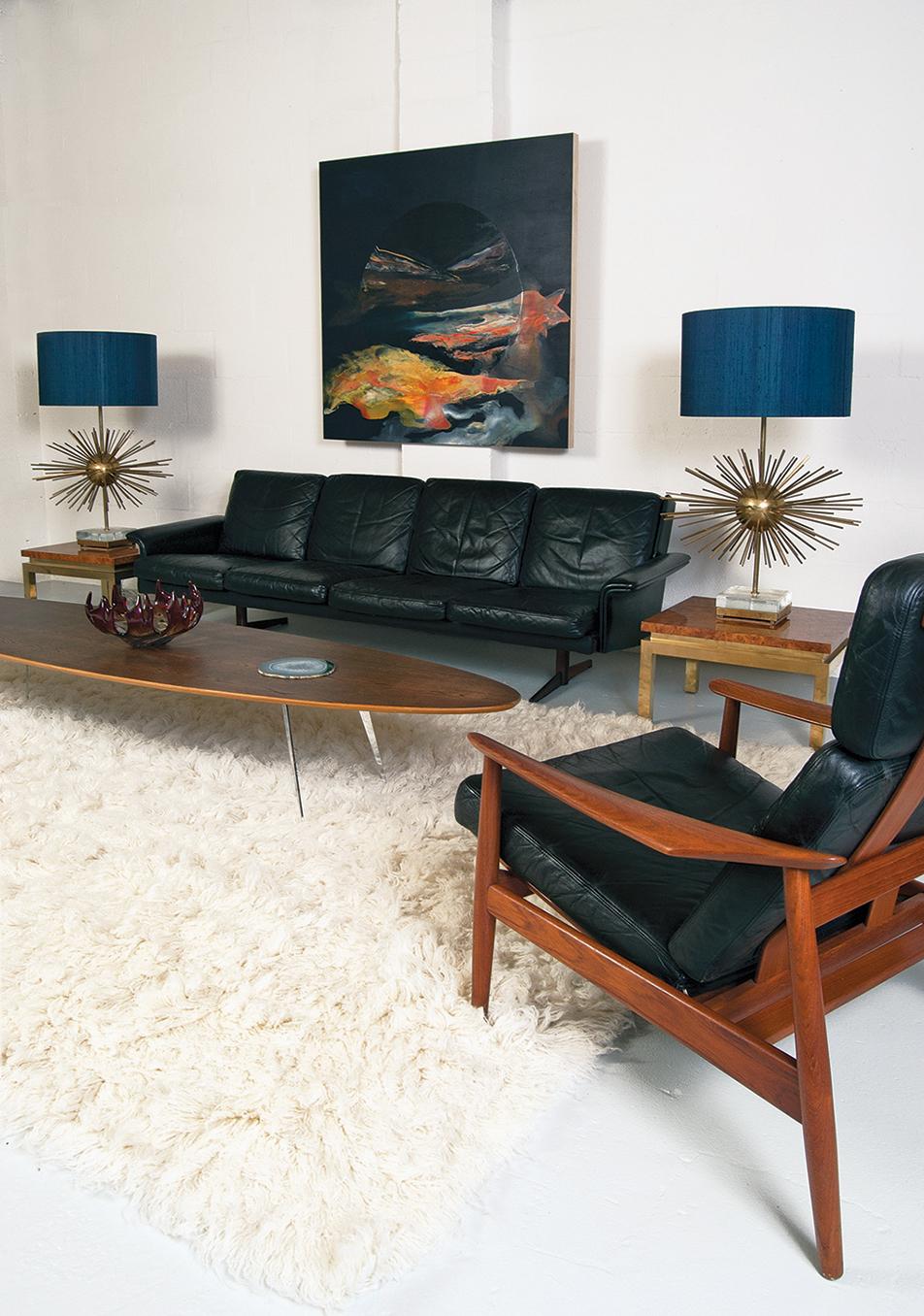 Veneer Midcentury Danish Leather 3-piece Lounge Suite by Komfort designed HW Klein 60s