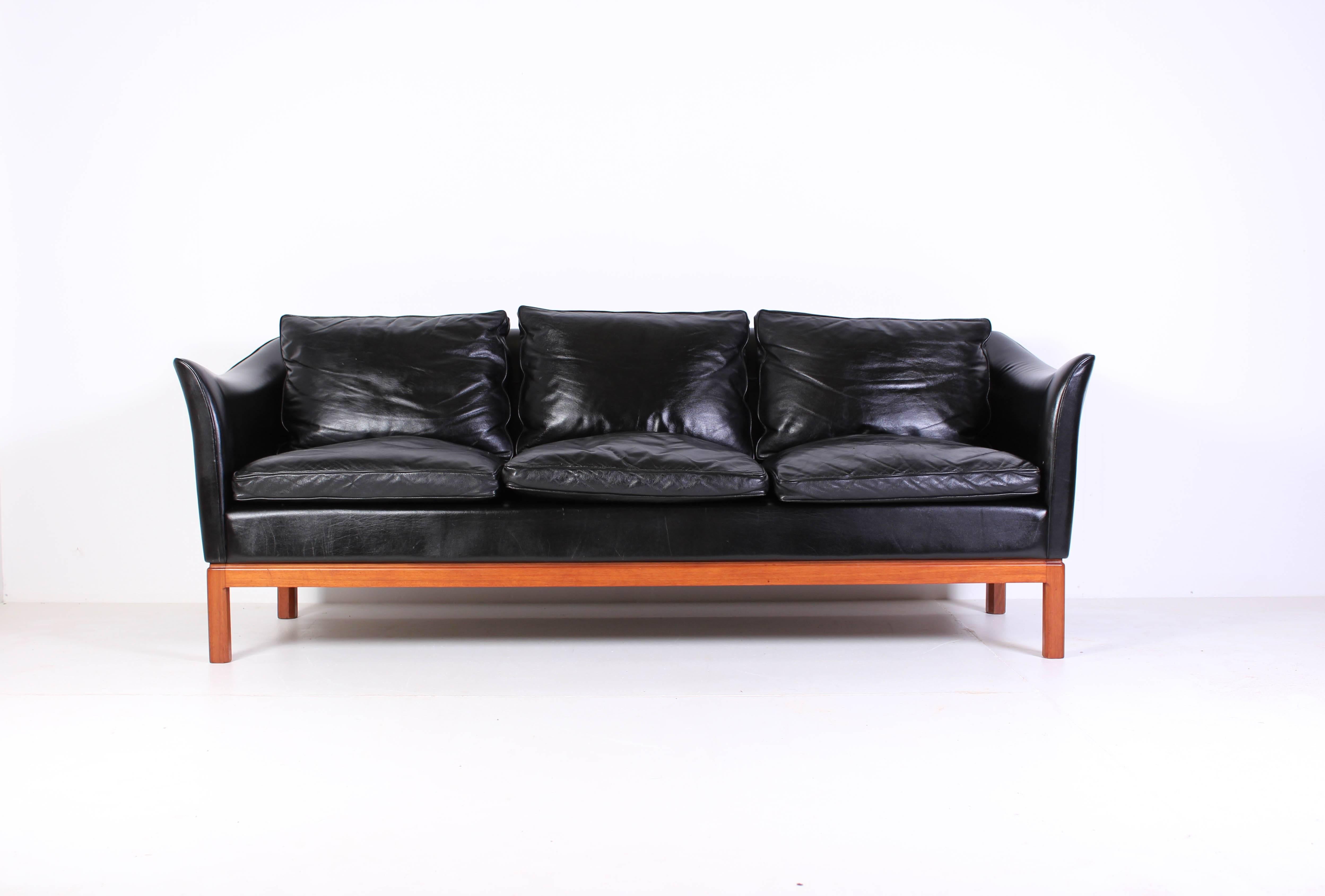 Midcentury Danish Leather Sofa and Lounge Chair In Good Condition In Malmo, SE