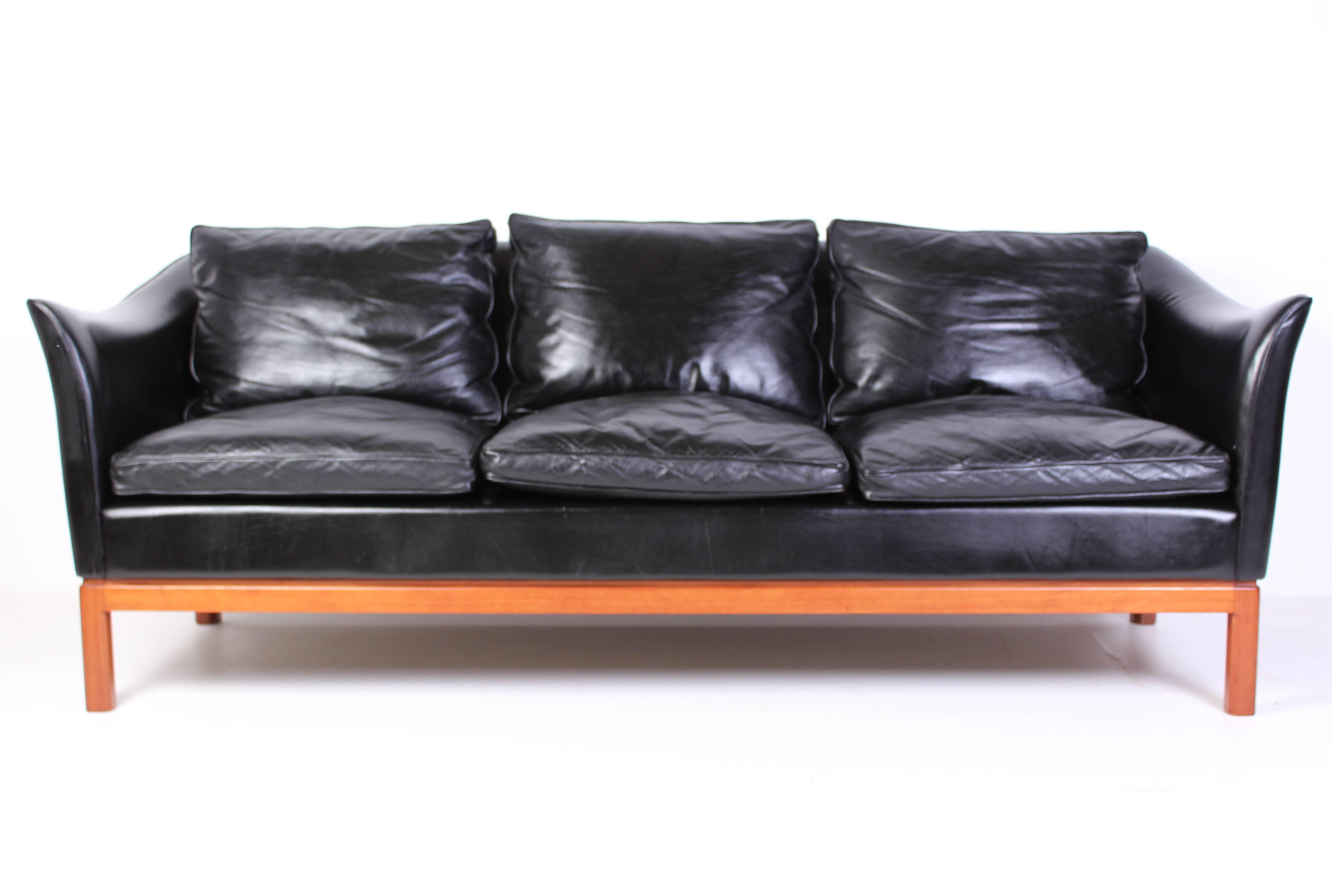 Mid-20th Century Midcentury Danish Leather Sofa and Lounge Chair