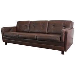 Midcentury Danish Leather Sofa, circa 1950s