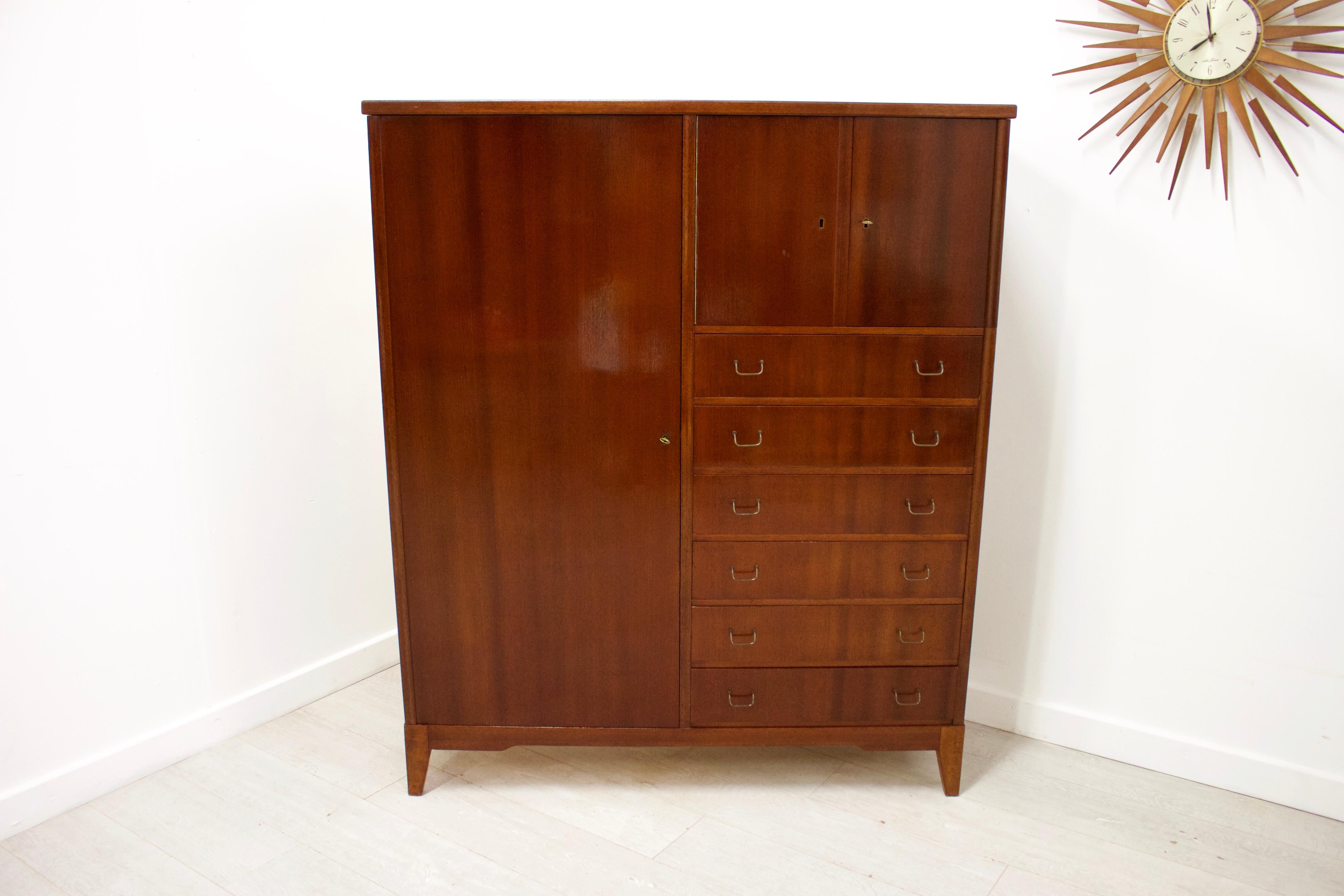 Mid-Century Modern Midcentury Danish Linen Cabinet or Tallboy For Sale