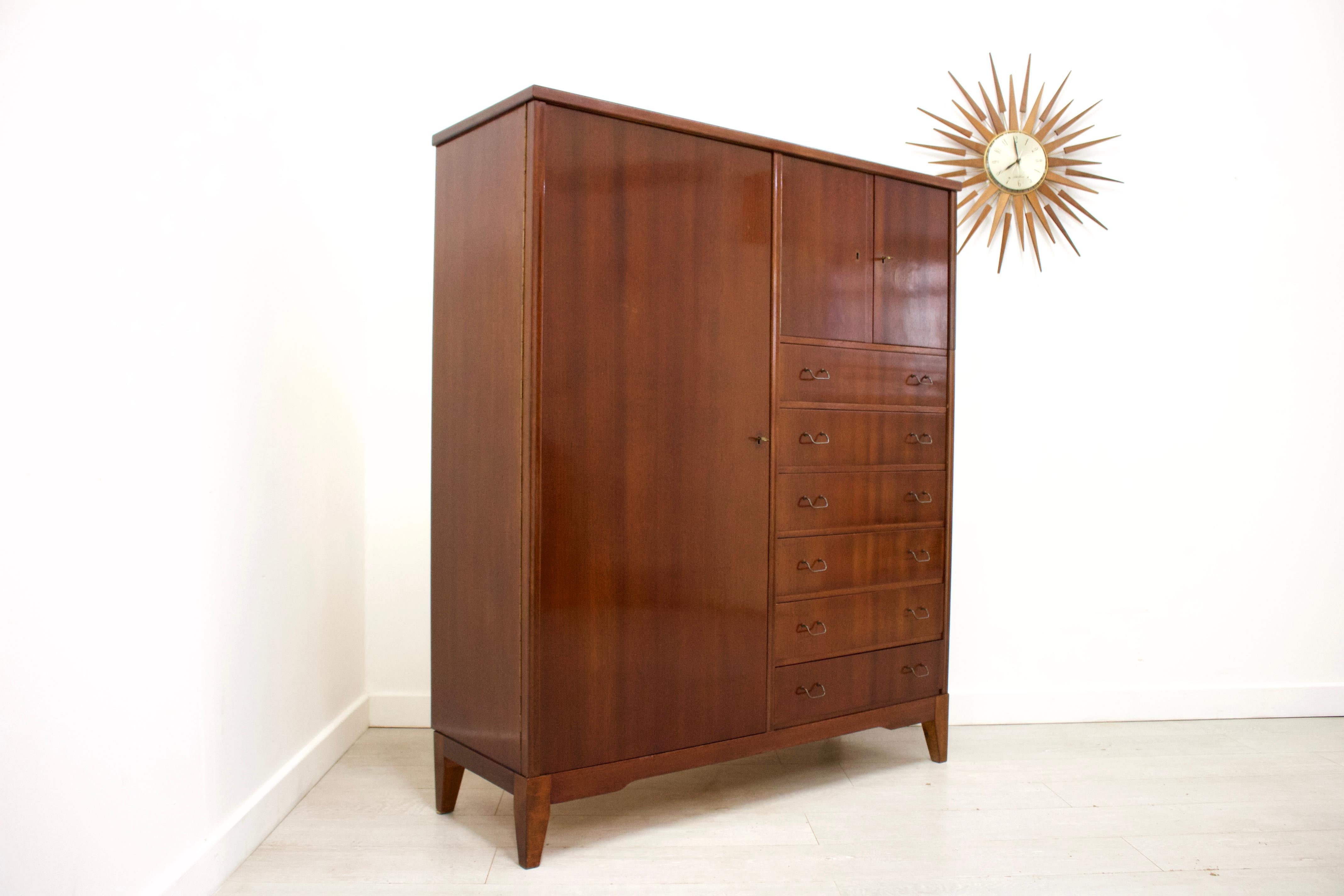 Woodwork Midcentury Danish Linen Cabinet or Tallboy For Sale