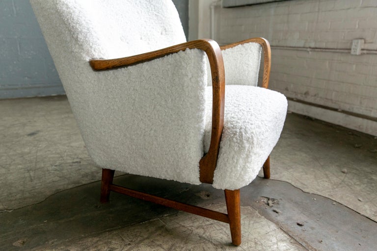 Midcentury Danish Lounge Chair in Oak and Boucle by N.A. Jorgensen 6