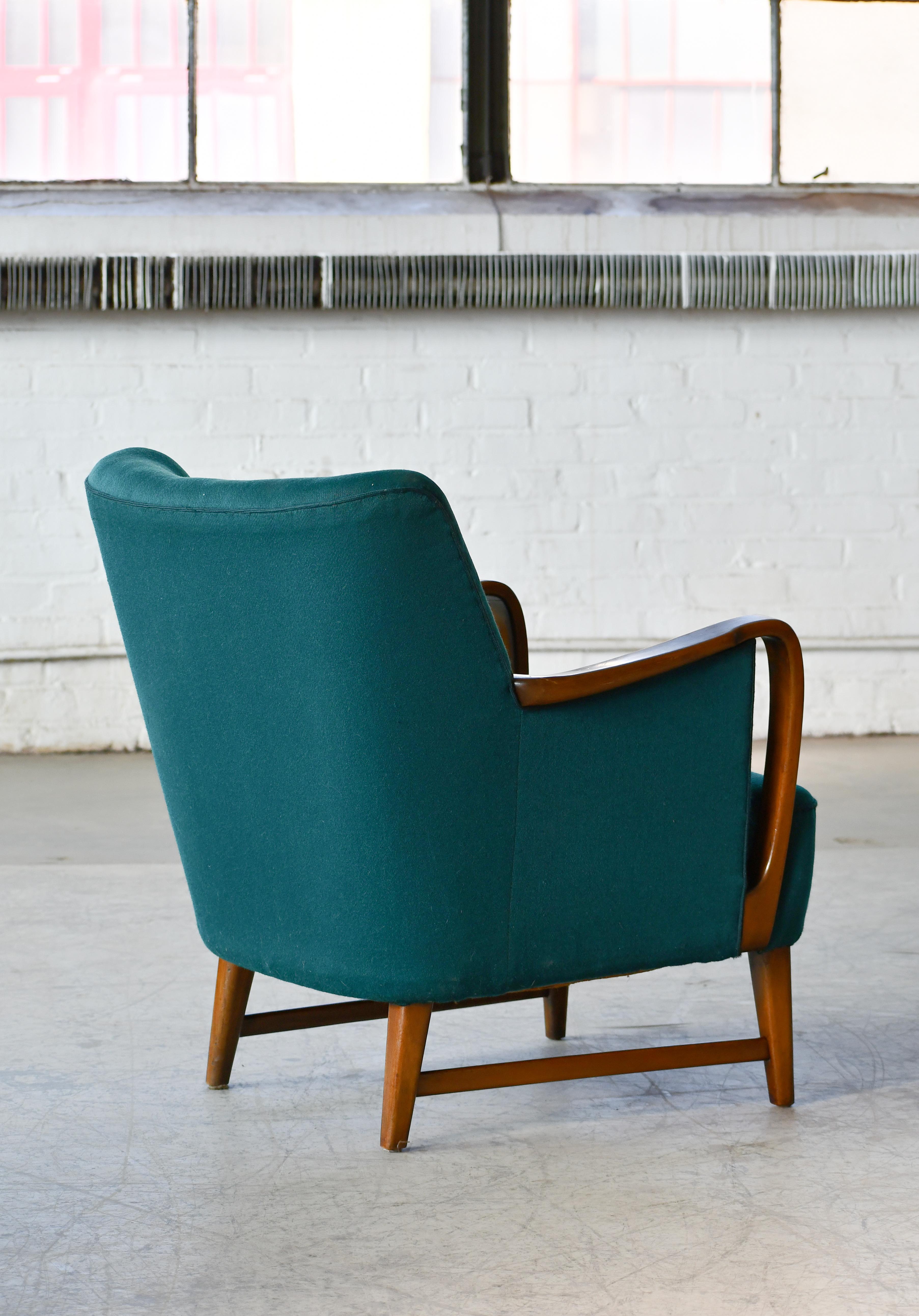 Midcentury Danish Lounge Chair in Oak and Wool by N.A. Jorgensen  For Sale 5