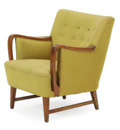 Sedia da salotto danese del Medioevo in Oak e lana di N.A. Jorgensen