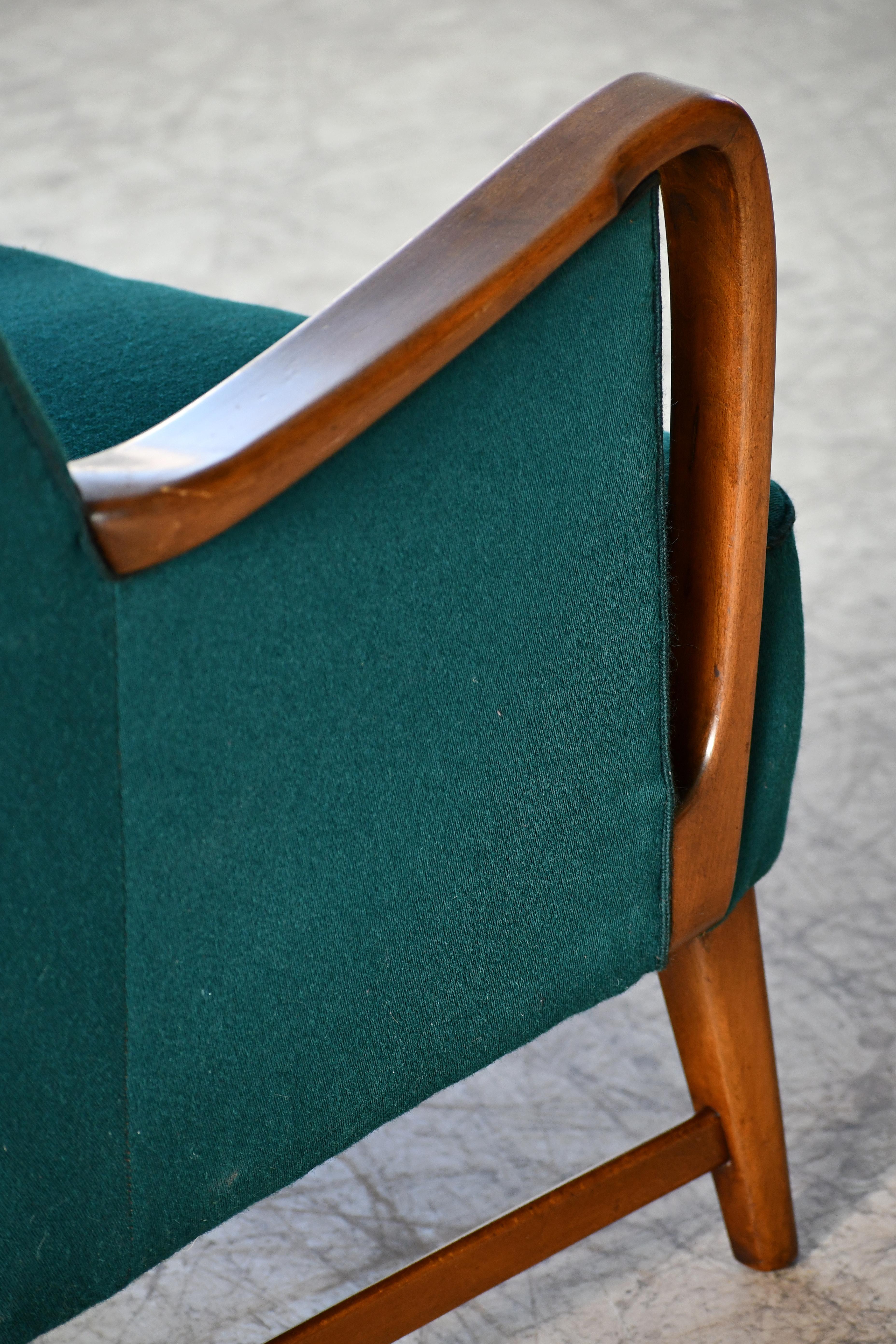 Mid-20th Century Midcentury Danish Lounge Chair in Oak and Wool by N.A. Jorgensen For Sale