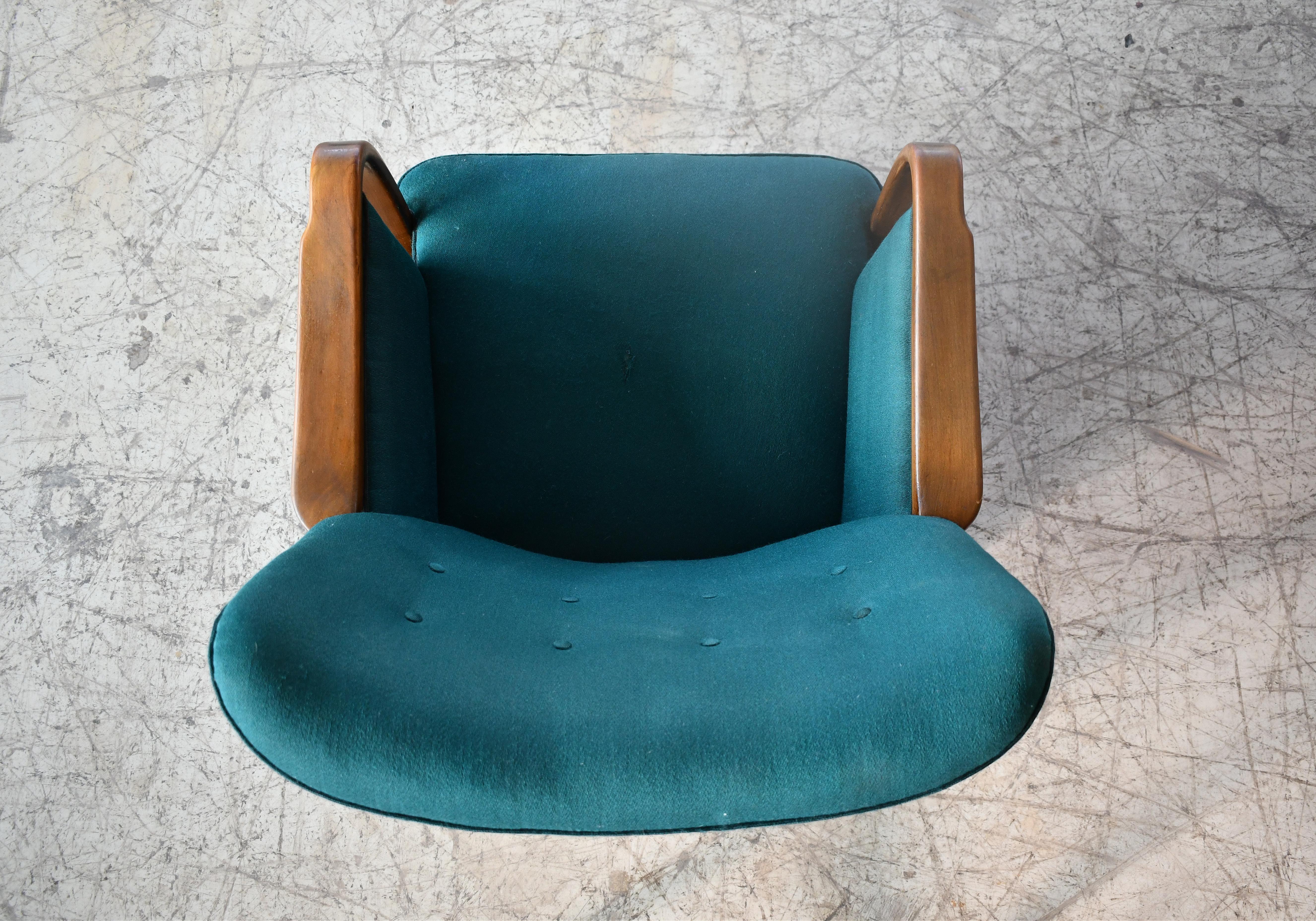 Midcentury Danish Lounge Chair in Oak and Wool by N.A. Jorgensen  For Sale 1