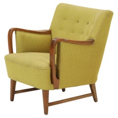 Midcentury Danish Lounge Chair in Oak and Wool by N.A. Jorgensen