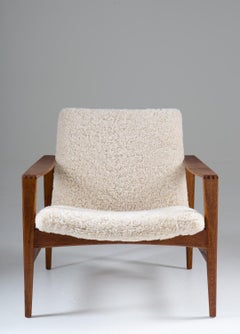 Midcentury Danish Lounge Chairs by Niels Kofoed in Sheepskin