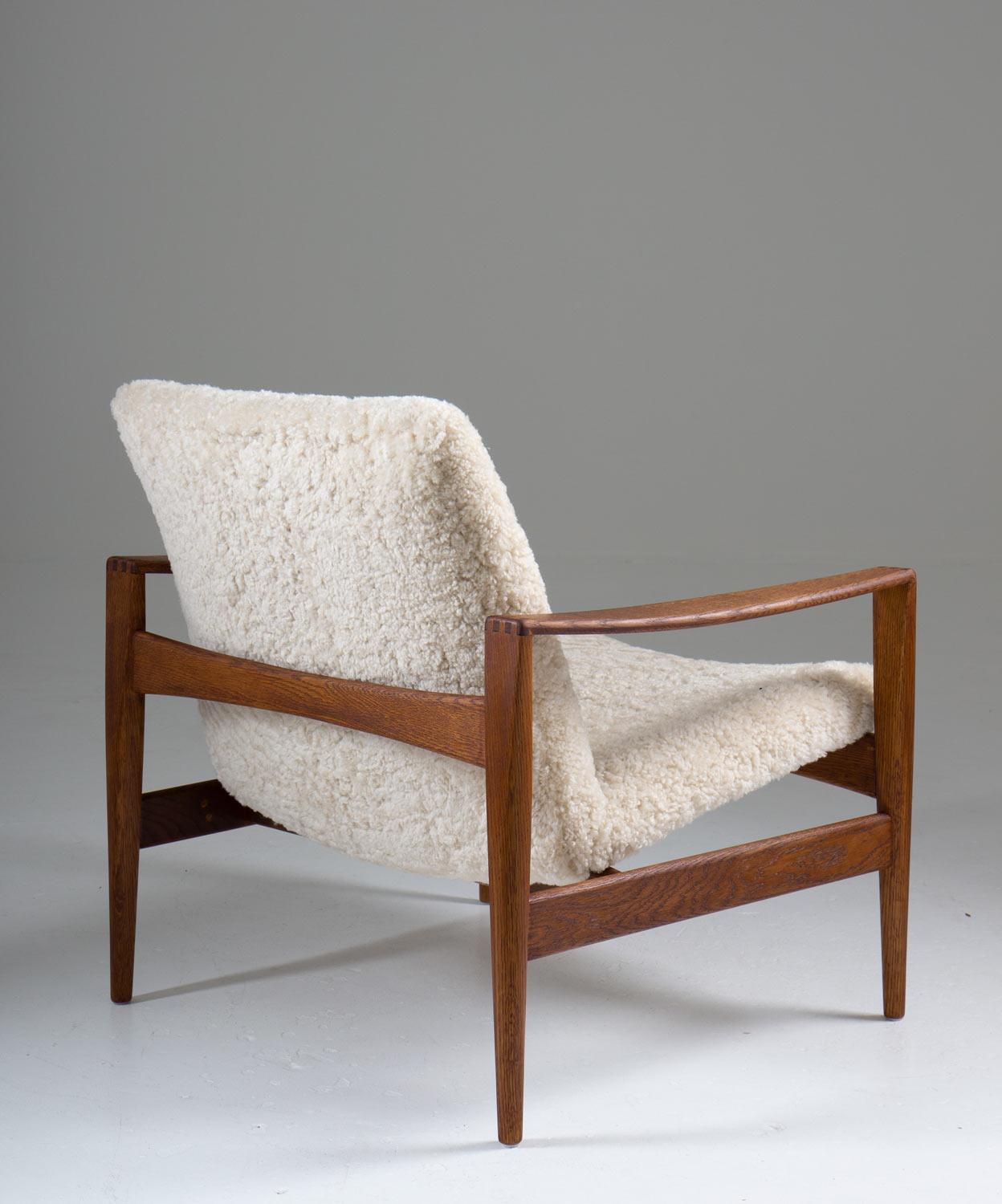 20th Century Midcentury Danish Lounge Chairs by Niels Kofoed in Sheepskin