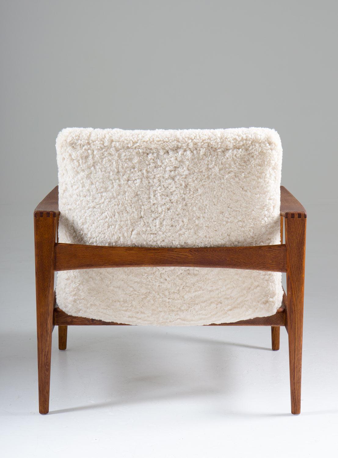 Midcentury Danish Lounge Chairs by Niels Kofoed in Sheepskin 1