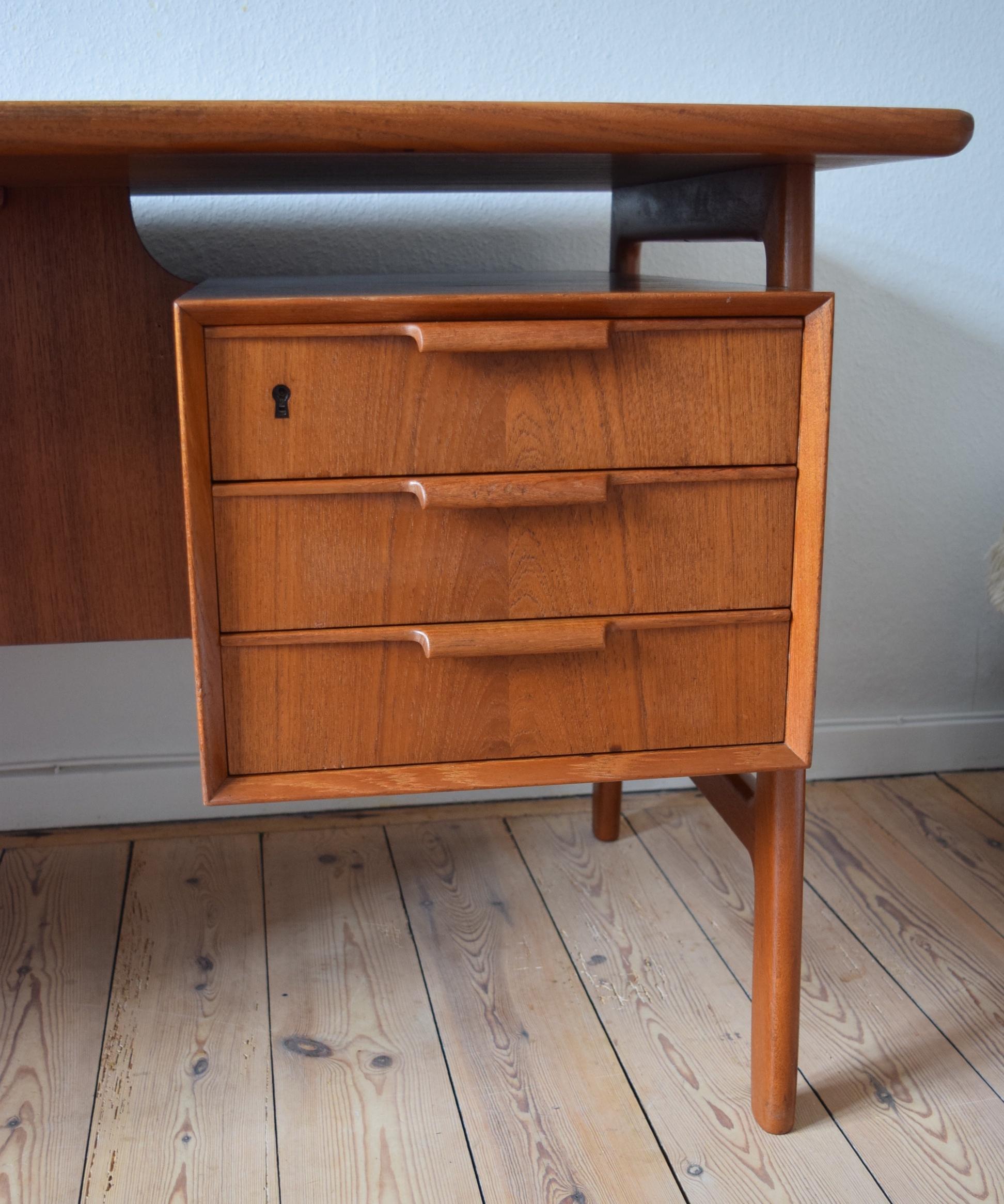 Mid-Century Modern Midcentury Danish Model 75 Executive Teak Desk by Gunni Omann, 1960s For Sale